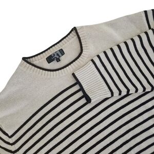 SIMONS LE 31 Striped Sweater Black Cream – Cotton Ramie Blend Large